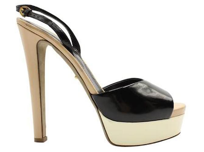 Sergio Rossi Black and Beige Pumps Leather  ref.1287056