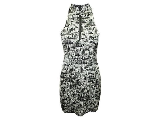 Autre Marque Chi Chi Von Tang Comic Book Grey Print Sleeveless Dress Suede Silk Polyester  ref.1287057
