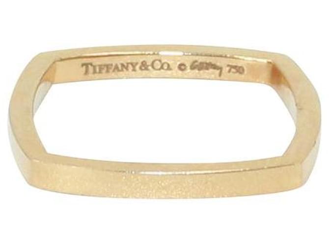 Tiffany & Co forma cuadrada minimalista 18Anillo de oro K Dorado Oro rosa  ref.1287066