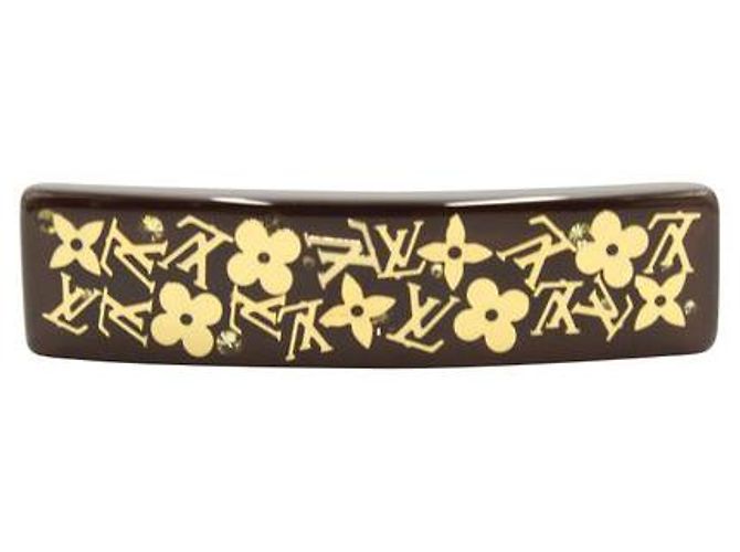 Fermaglio per capelli Louis Vuitton in resina marrone e oro