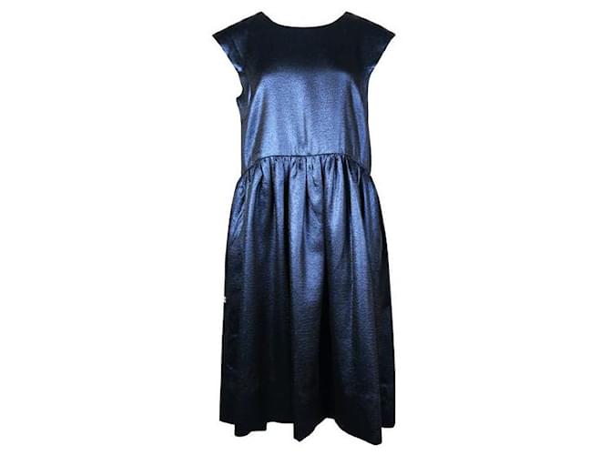 Autre Marque Contemporary Designer Navy Glitter Dress Blue Cotton Polyester  ref.1287092