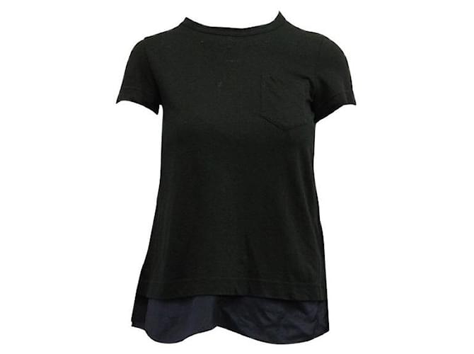 Sacai T-shirt noir et bleu avec dos en dentelle Polyester Lin  ref.1287099