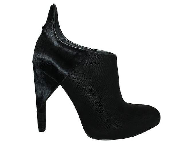 Alexander Wang Black Calf Hair "Frida"  Ankle Boots Leather  ref.1287104