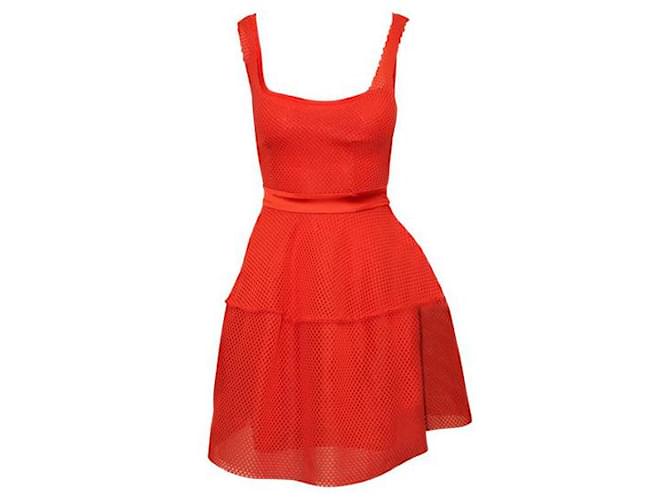 Maje Maje Orange Sleeveless Mesh Mini Dress Polyester  ref.1287109
