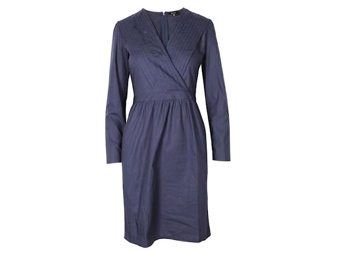 Autre Marque ZEITGENÖSSISCHES DESIGNER-Kleid in Marineblau mit tiefem V-Ausschnitt Baumwolle  ref.1287149