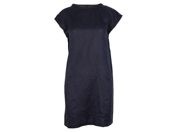 Autre Marque CONTEMPORARY DESIGNER Navy Silk Dress Navy blue Cotton  ref.1287152