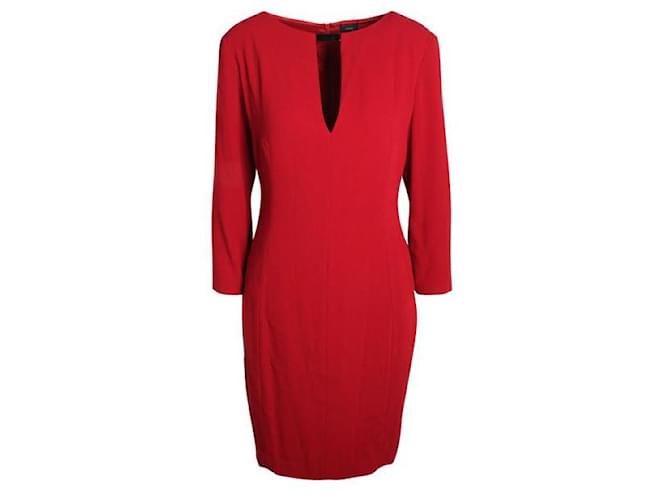 Autre Marque CONTEMPORARY DESIGNER Red Dress With Neck Details Polyester Acetate  ref.1287154