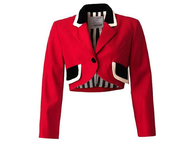 MOSCHINO Cropped Vintage Military Jacket Red  ref.1287180