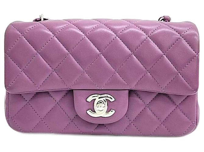 Mini sac à bandoulière classique Chanel Violet  ref.1287189
