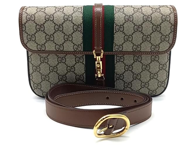 Riñonera Gucci Jackie (699930) Castaño Multicolor Beige  ref.1287192