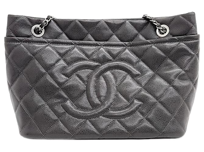 Chanel  Caviar Timeless Cc Shoulder Bag Grey  ref.1287207
