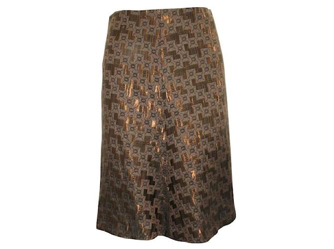 MARNI Jacquard Brown Skirt Silk Polyester Wool Acetate  ref.1287237