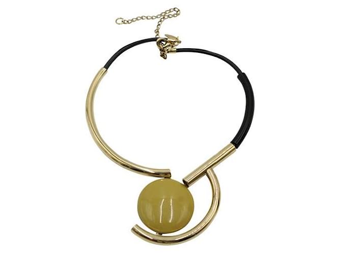 Marni Gold, Mustard & Black Necklace with Resin Orb Golden Metal  ref.1287238