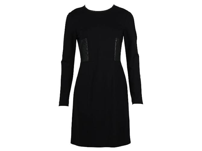 Autre Marque Black Long Sleeved Dress with Decorative Side Panels Elastane Nylon Rayon  ref.1287246