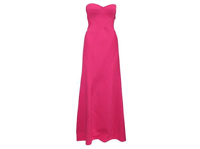 Autre Marque Vestido de noite maxi sem alças rosa brilhante de designer contemporâneo Poliéster  ref.1287250