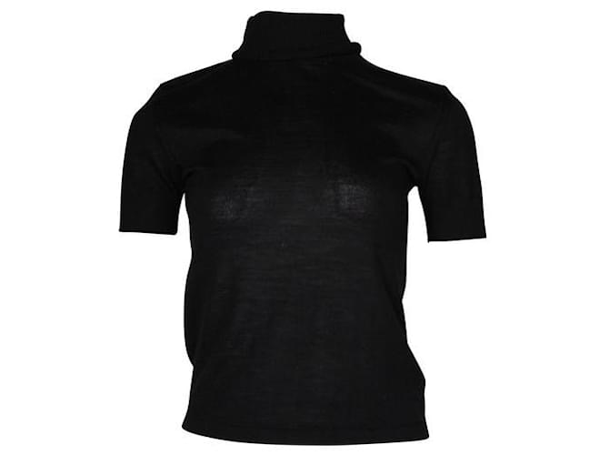 Escada Black Wool, Silk & Cashmere Short Sleeve Sweater  ref.1287288