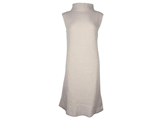 Autre Marque Contemporary Designer Cream Cable Knit High Neck Dress Beige Cashmere Wool  ref.1287290