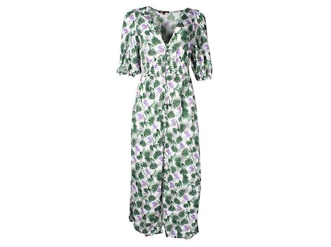 Maje Palm & Floral Print Summer Maxi Dress Viscose Linen  ref.1287297