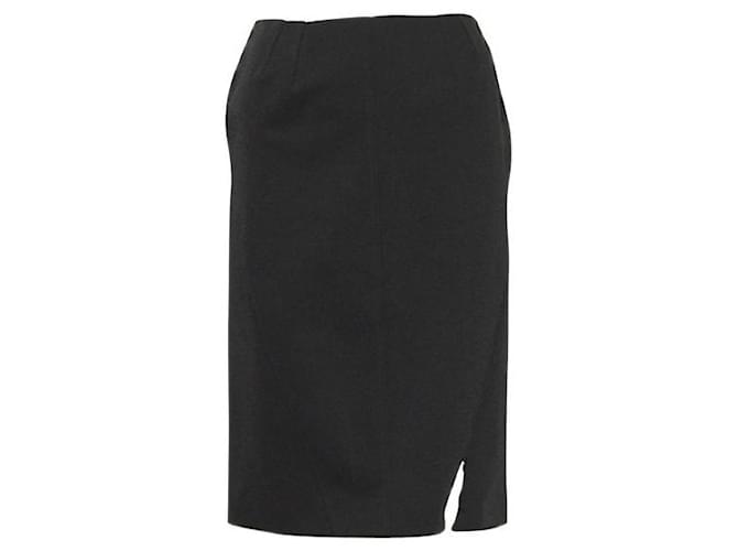 Autre Marque CONTEMPORARY DESIGNER Black Skirt with Zipper Detail Suede Polyester Wool  ref.1287317