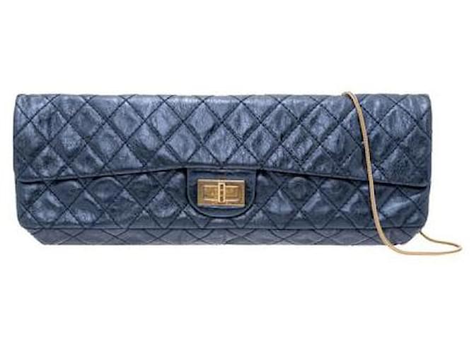 Chanel East West Metallic Blue Quilted Leather  ref.1287333