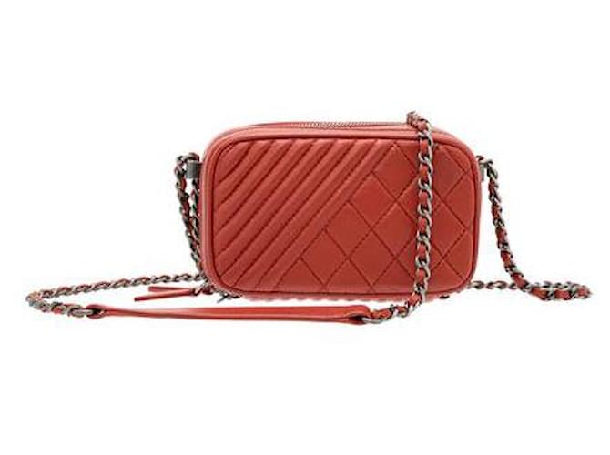 Chanel Coco Boy Camera Bag Quilted Leather Mini Red  ref.1287339