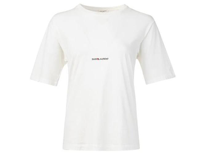 Camiseta com estampa de logo Saint Laurent Branco Algodão  ref.1287353