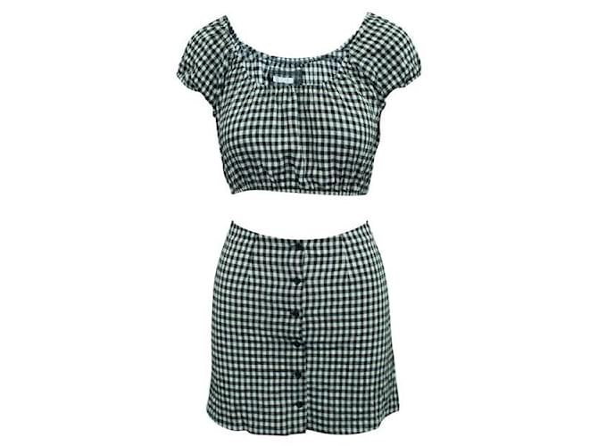 REFORMATION Checked Top and Mini Skirt Set White  ref.1287357