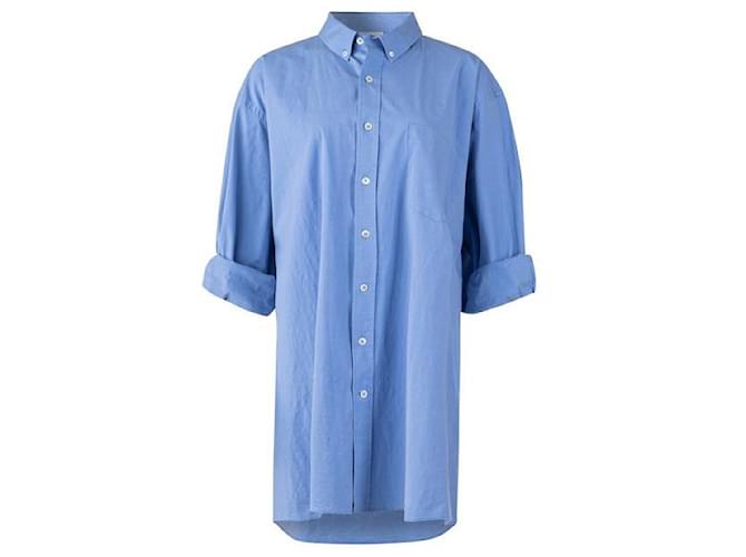 Vêtements Camisa traseira com logotipo extragrande da Vetements Azul Algodão  ref.1287380