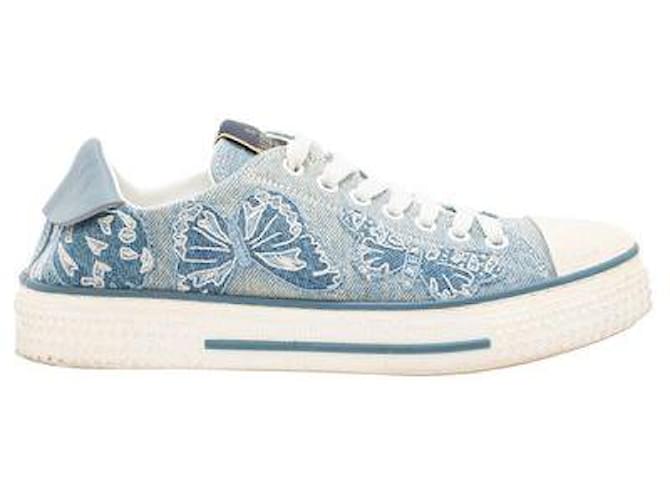 Valentino Denim – Niedrige Sneakers mit Schmetterlings-Print Blau John  ref.1287381