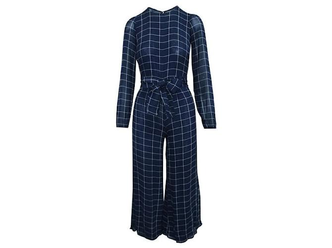 REFORMATION Long Sleeved Blue Checked Jumpsuit Viscose  ref.1287385