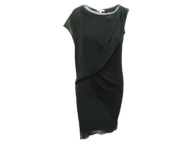 HELMUT LANG Black Mesh Dress Silk Cotton Polyester  ref.1287386