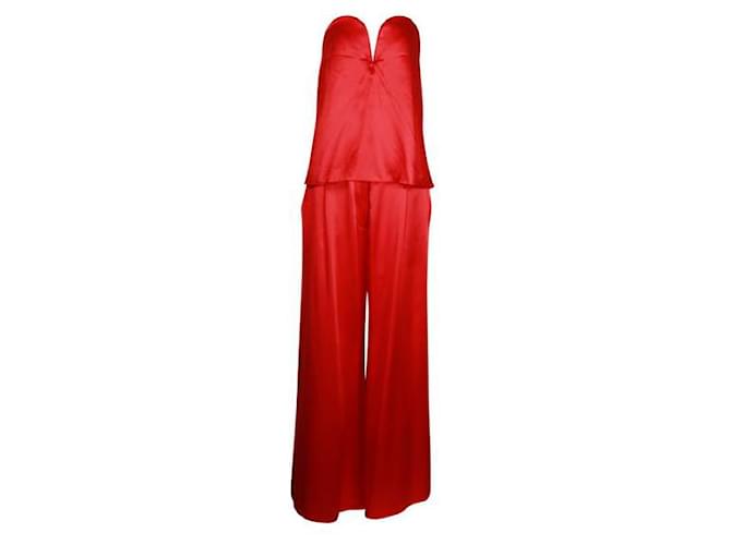 Autre Marque MICHAEL LO SORDO Conjunto de top bustier rojo y pantalón ancho Roja  ref.1287413
