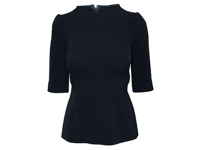 Dolce & Gabbana Elegant Black Blouse With Zipper Wool Elastane Polyamide  ref.1287427