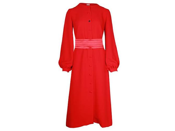 Autre Marque Robe longue rouge avec ceinture en satin Viscose  ref.1287434