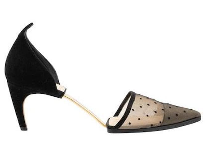 Zapatos de salón Dior D-Moi de malla plumetis y tul Negro Cuero  ref.1287439