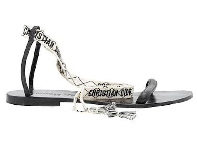 Dior J'Adior It" In calf leather Leather With Woven Ankle Strap Sandals Black  ref.1287440