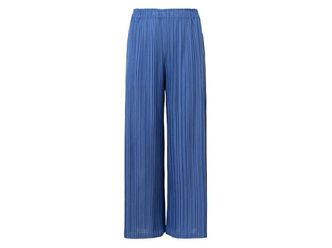 Issey Miyake Pantalones plisados Azul Poliéster  ref.1287460