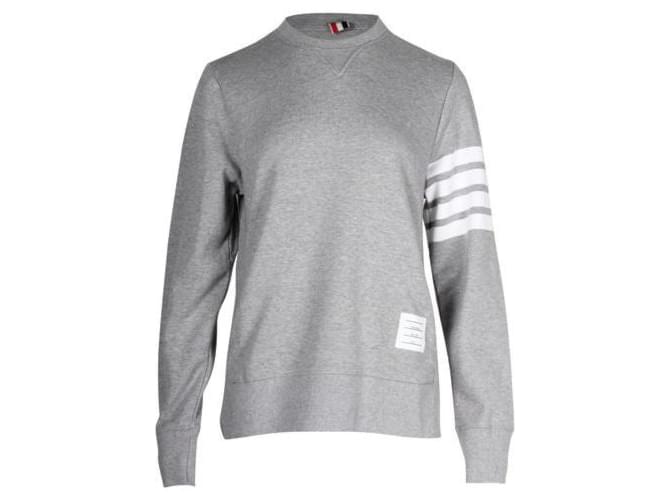 Thom Browne 4 Bar Loop Back Light Grey Sweatshirt Cotton  ref.1287473