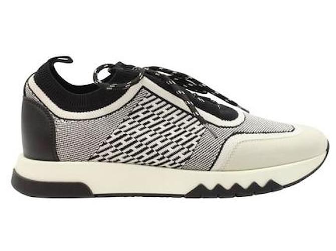 Hermès Black/White Addict Sneakers Cotton  ref.1287482