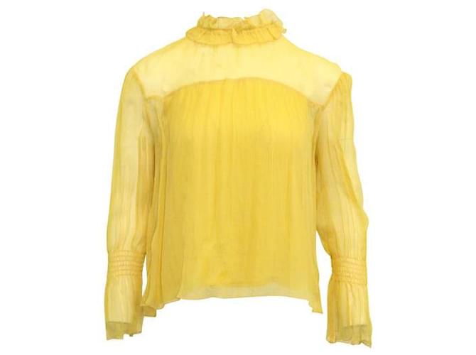 Autre Marque Top a maniche lunghe in seta gialla di design contemporaneo Giallo  ref.1287487