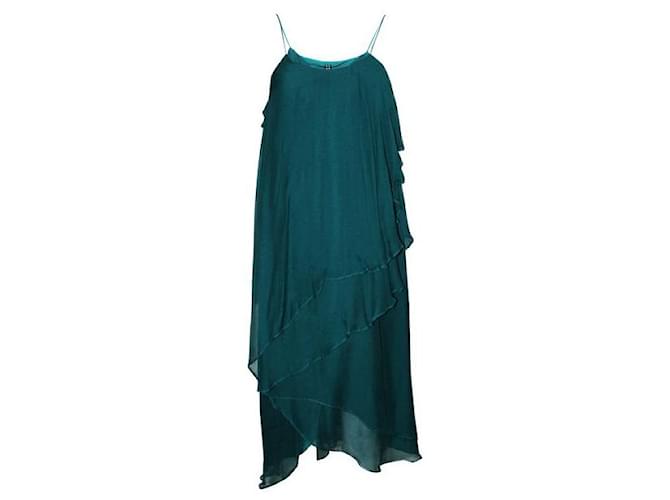 Autre Marque Contemporary Designer Sea Blue Asymmetric Dress Silk  ref.1287491