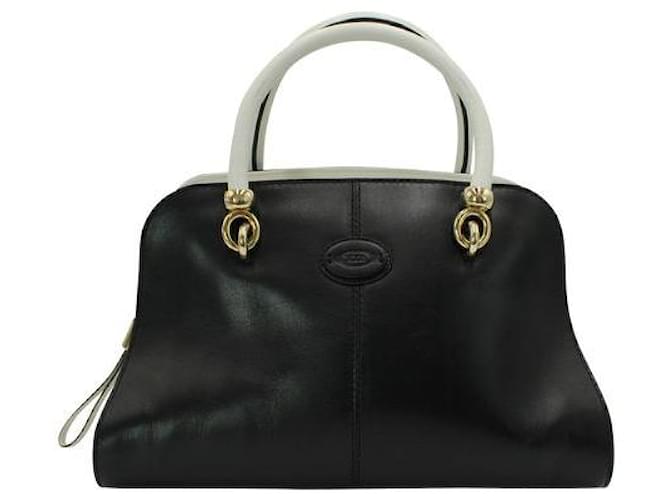 Tod'S Two Sides Black And White Handbag Leather  ref.1287500