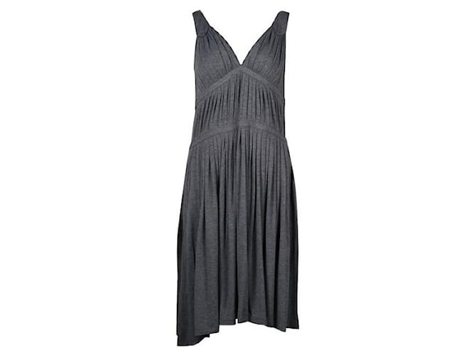 Marc Jacobs Grey Pleated Dress with Blue Trim Suede Rayon  ref.1287503