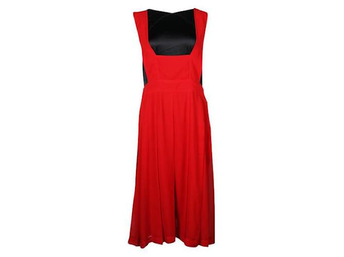 Comme Des Garcons Red Pinafore Dress Polyester  ref.1287508