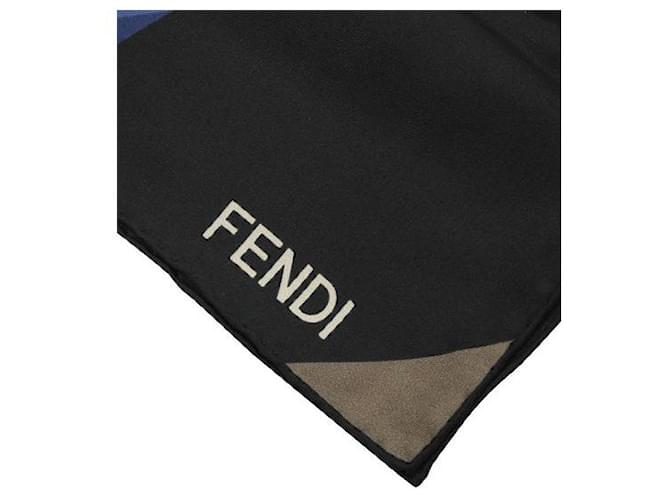 Fendi Abstract Printed Foulard Square Scarf Brown Silk  ref.1287533