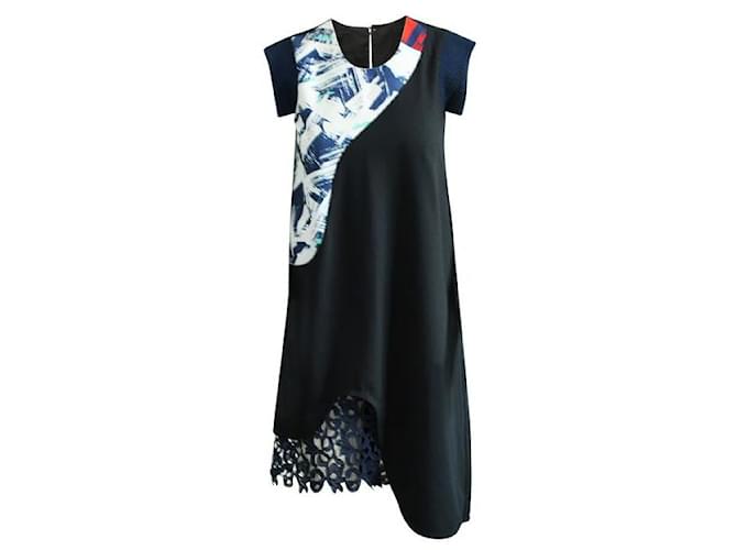 Autre Marque CONTEMPORARY DESIGNER Abstract Multi Print Dress Black Cotton  ref.1287547