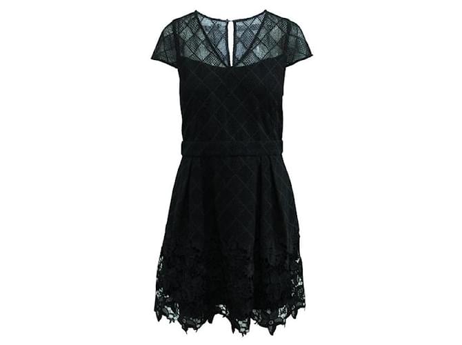 Autre Marque CONTEMPORARY DESIGNER Black Lace Dress with Delicate V-neckline Polyester  ref.1287548