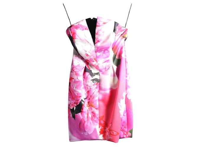 Autre Marque CONTEMPORARY DESIGNER Floral Bustier Dress Pink Suede Polyester  ref.1287556