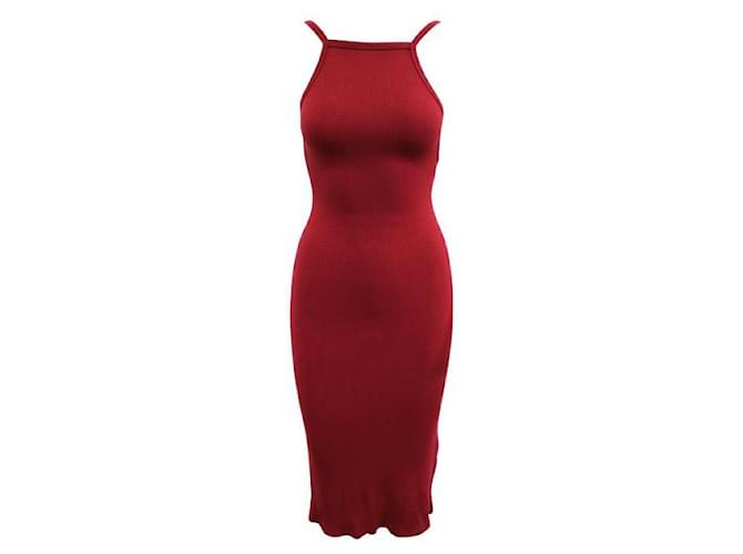REFORMATION Slim Fit Burgundy Dress Dark red Suede Tencel  ref.1287562