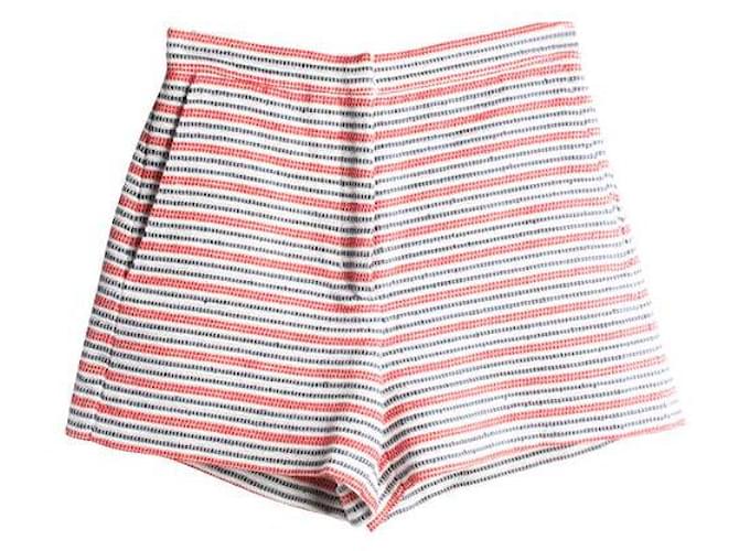 SANDRO Short taille haute à rayures Coton Polyester Polyamide Acrylique Rouge  ref.1287565